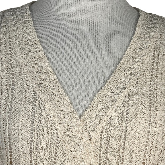 ASTR The Label Cream Colored Faux Wrap Stretchy Knit Semi-Sheer Sweater Med EUC - Picture 2 of 14